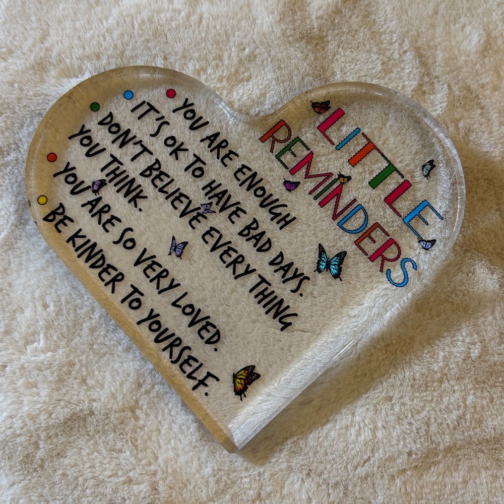 Meaningful Little Reminders Quotes Acrylic Heart Block